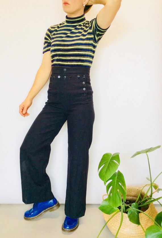 Vintage sailor pants wool bellbottoms Vintage high