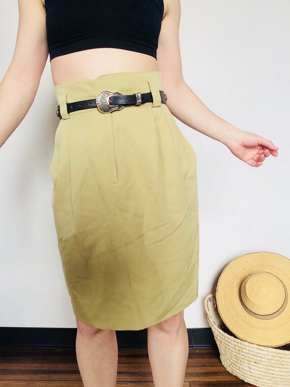 Vintage wool skirt wool pencil skirt extra high s… - image 8