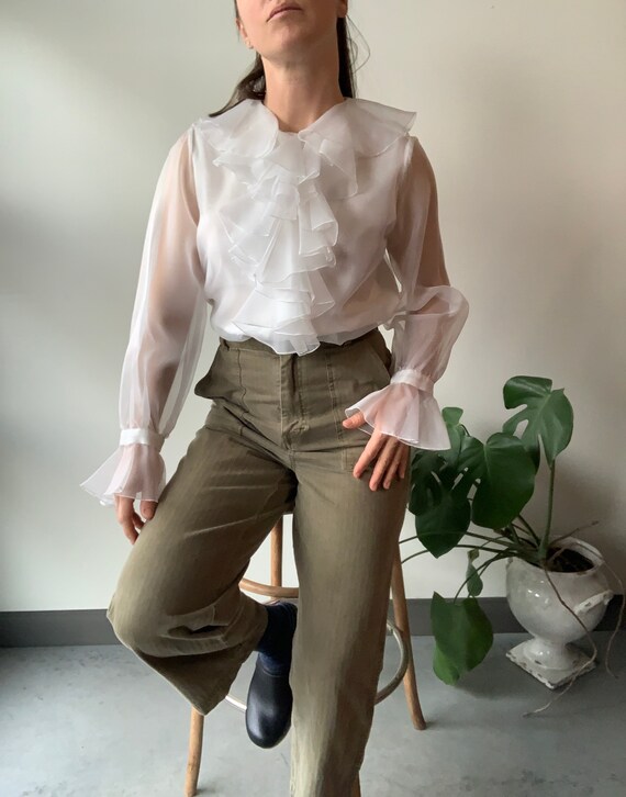 sheer ruffle shirt