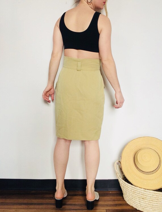 Vintage wool skirt wool pencil skirt extra high s… - image 5