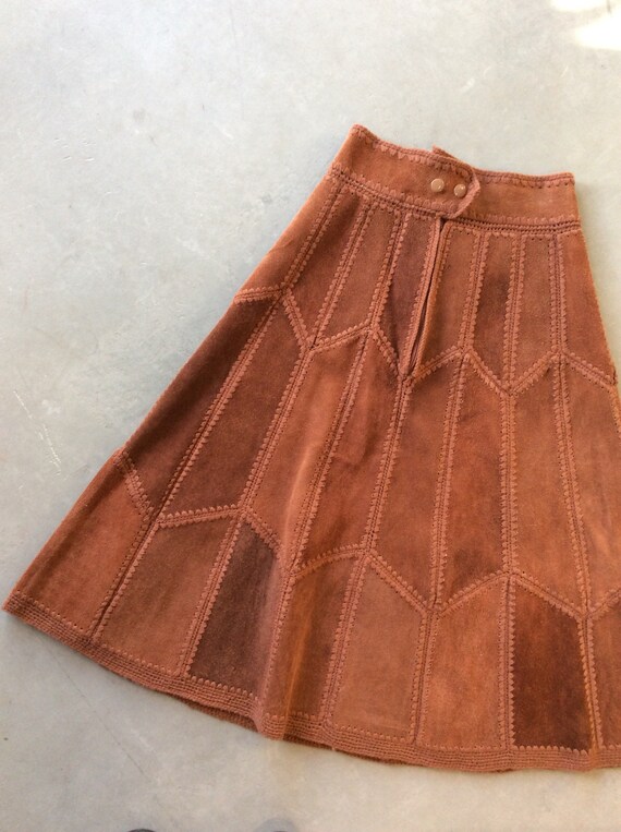 Suede high waisted skirt 70s suede skirt leather s