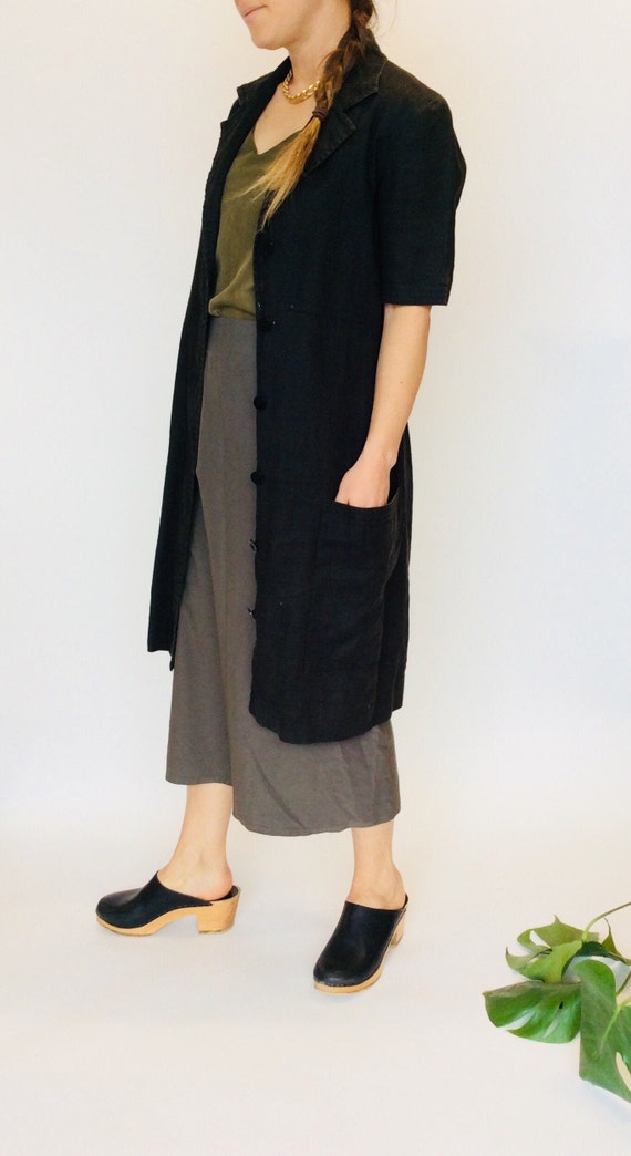 Black linen dress black linen duster dress linen m