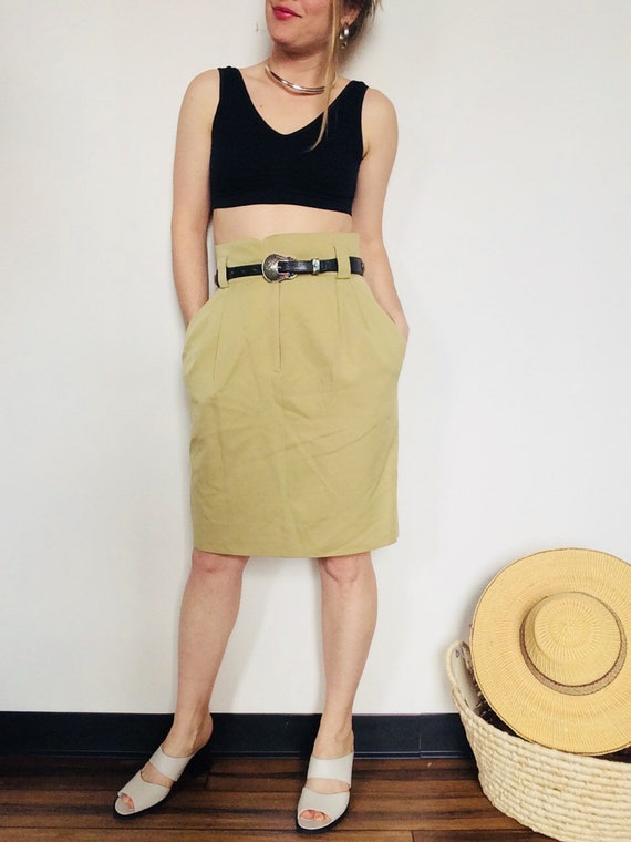 Vintage wool skirt wool pencil skirt extra high s… - image 2