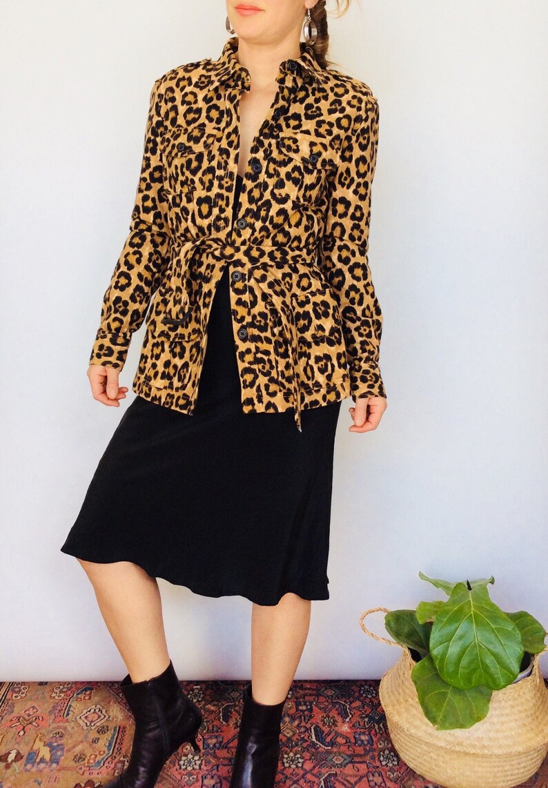 Animal print jacket animal print coat cheetah print leopard print animal print jacket animal print trench coat belted coat animal cotton image 1