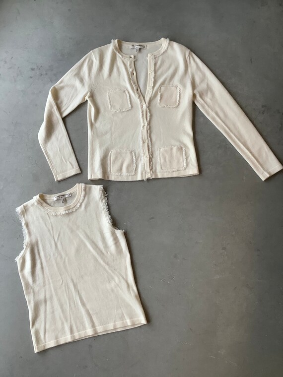 White cashmere sweater set cashmere cardigan sweat