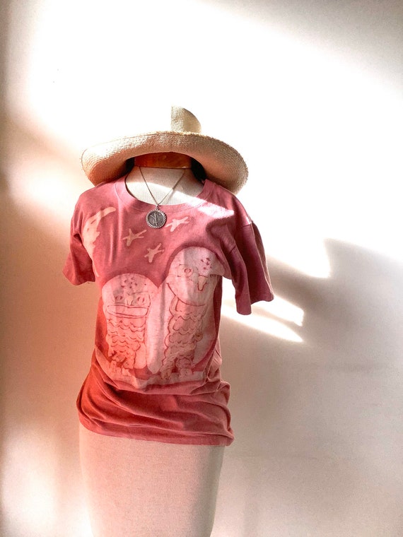 vintage Pink tee shirt pink t-shirt pink owl t shi