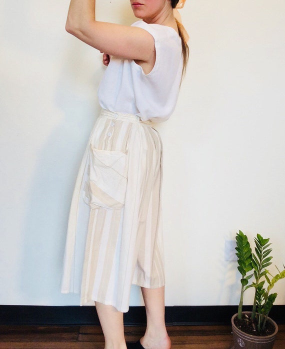 Vintage culottes striped culottes vintage pleated… - image 8