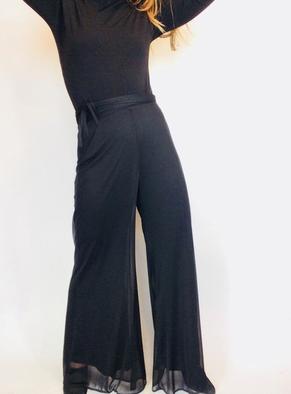 Vintage palazzo pant sheer palazzo pants black wi… - image 6