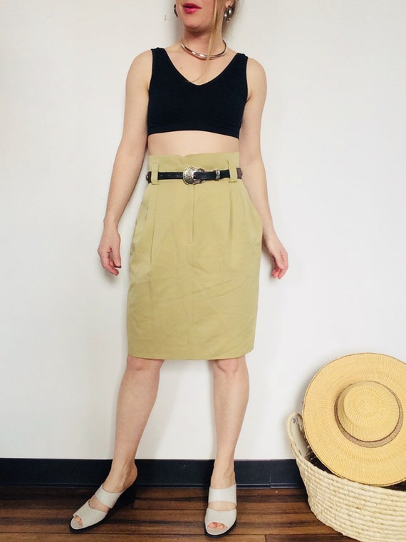 Vintage wool skirt wool pencil skirt extra high s… - image 1