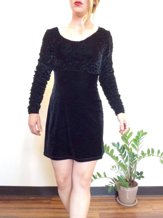 Black velvet dress short velvet dress little blac… - image 3