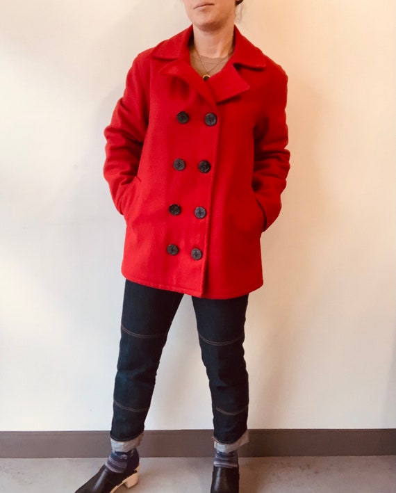 Johnson Woolen Mills Coat Red Wool peacoat red pea