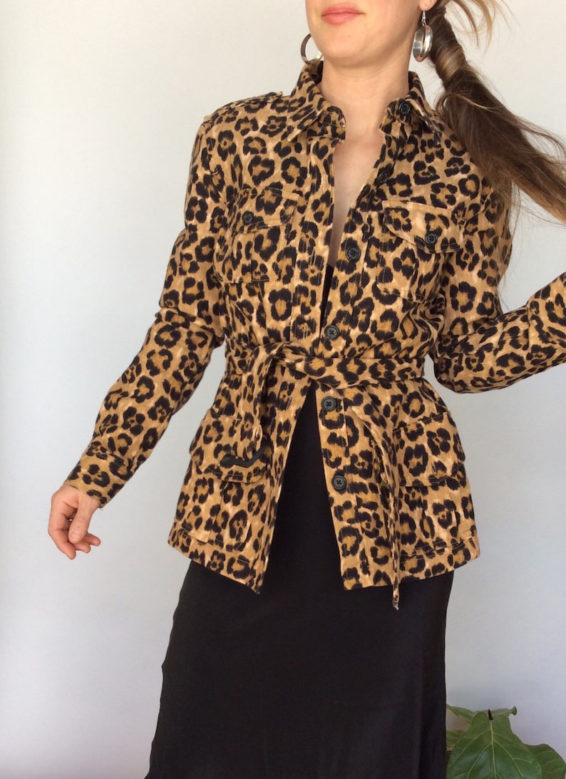 Animal print jacket animal print coat cheetah print leopard print animal print jacket animal print trench coat belted coat animal cotton image 5