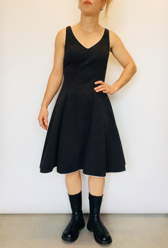 90s Black dress black cotton dress little black d… - image 3