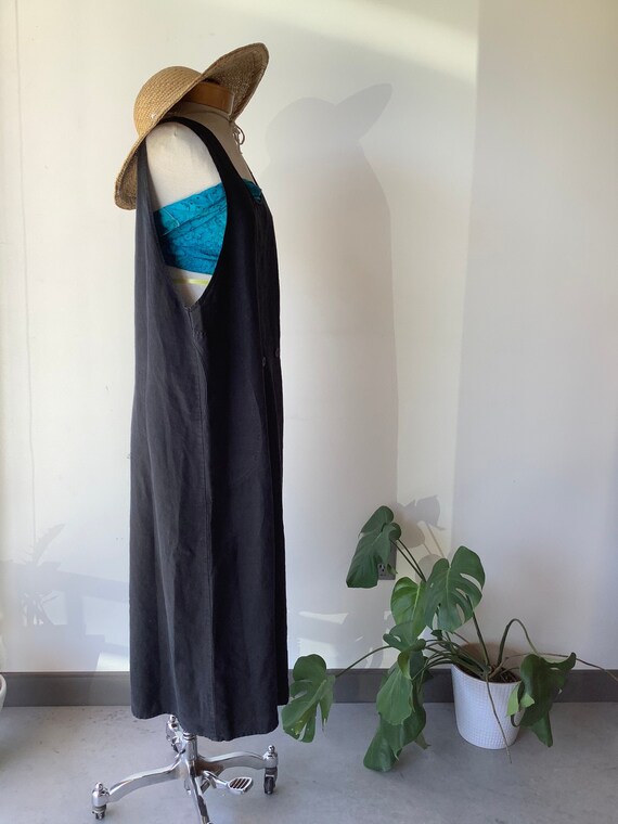 Vintage linen dress with pockets long FLAX dress l