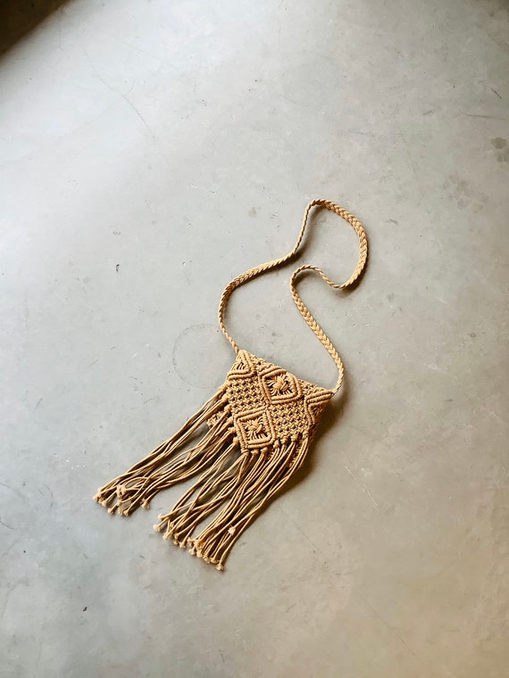Vintage Macrame bag tan macrame bag vintage macram