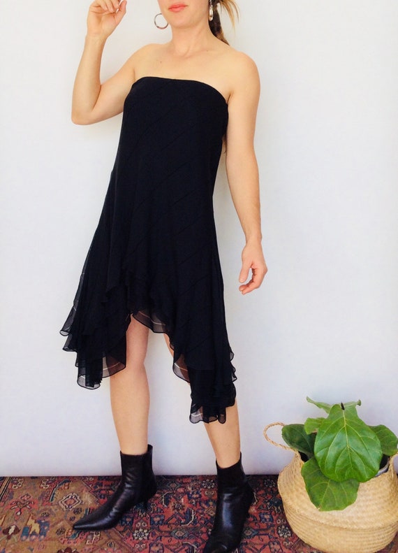 Vintage silk dress Little black dress black silk d