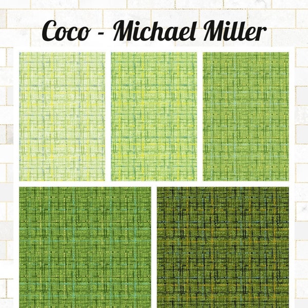 COCO - TEXTURED GRID Green blender cotton fabric, Michael Miller fabric, 100% cotton fabric, 5 coordinates you choose!