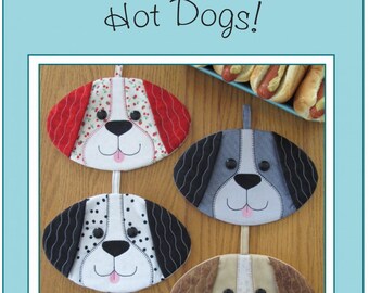 HOT-DOGS ! Patron de couture pour maniques / pinces à casseroles, modèle de couture Susie C. Shore Designs, patron de cuisine pour chien !