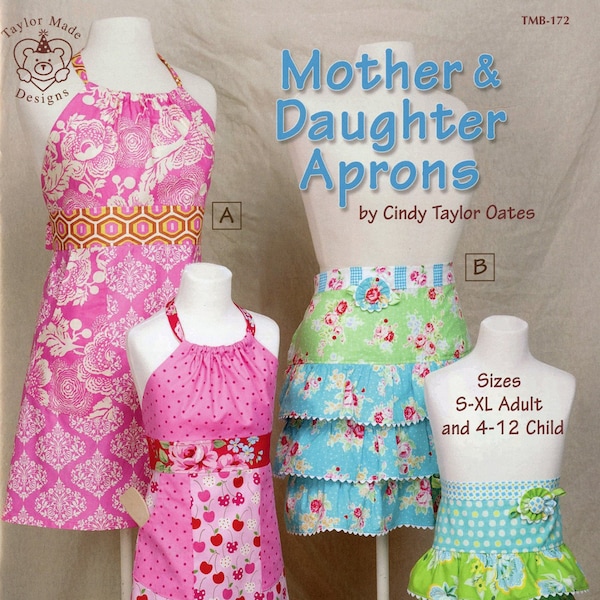 MOTHER & DAUGHTER APRONS 4 apron sewing patterns, Taylor Made Designs sewing booklet, apron sewing patterns, full apron pattern, apron skirt
