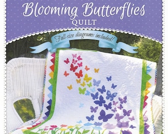 BLOOMING BUTTERFLIES quilt sewing pattern, Shabby Fabrics quilt pattern, tulips quilt pattern, butterfly quilt pattern, spring quilt pattern