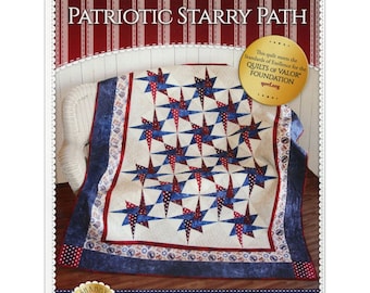 PATRIOTIC STARRY Path quilt sewing pattern, Shabby Fabrics quilt pattern, QOV quilt pattern, Quilts of Valor, Patriotic quilt pattern!