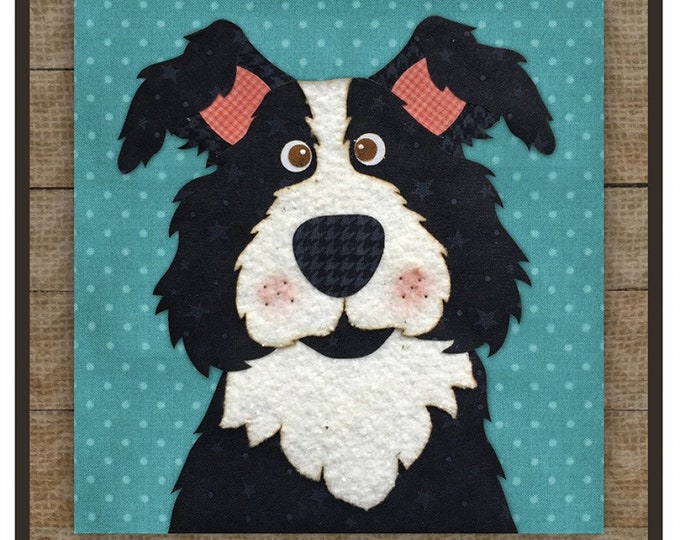 BORDER COLLIE DOG Precut Fused Applique 8 Quilt Block Pattern, the