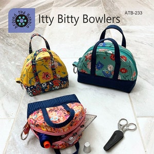 ITTY BITTY BOWLERS bag sewing pattern, Around the Bobbin sewing pattern, purse sewing pattern, handbag pattern, pouch sewing pattern!
