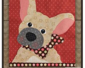 FRENCH BULLDOG precut fused applique 8" quilt block pattern, The Whole Country Caboodle sewing pattern, dog quilt block kit!