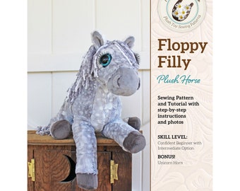 FLOPPY FILLY stuffed animal sewing pattern, children's toy sewing pattern, The Rustic Horseshoe, Horse sewing pattern!