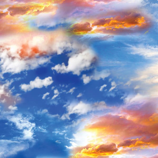SKIES ABOVE SUNSET gorgeous sky cotton fabric, Benartex fabric, 100% cotton fabric, sunset sky fabric, clouds fabric!