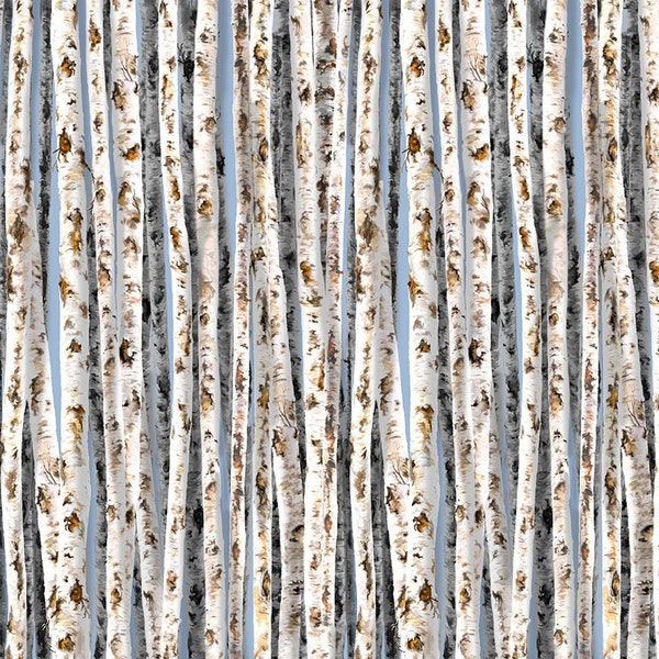 End Of Bolt BIRCH TREE FOREST 39" x 44" cotton fabric, Timeless Treasures fabric, nature fabric, tree fabric, birch tree fabric!