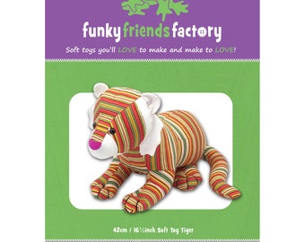TAYLOR THE TIGER Funky Friends Factory sewing pattern, stuffed animal pattern, children's toy sewing pattern, tiger stuffed animal!