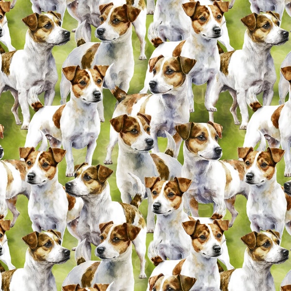 JACK RUSSELL TERRIER dog breed cotton fabric, David Textiles, quilting cotton fabric, dog fabric, Jack Russell terrier fabric!
