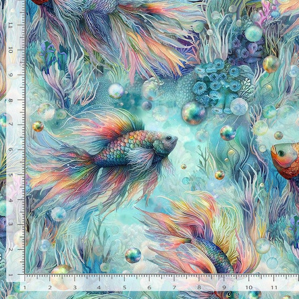 RAINBOW FISH cotton fabric, Timeless Treasures fabric, 100% cotton fabric, sea life fabric, ocean fabric, fish fabric!