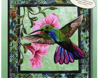 HUMMINGBIRD sewing pattern, Toni Whitney pattern, fusible applique quilt pattern, bird quilt pattern, hibiscus quilt pattern!
