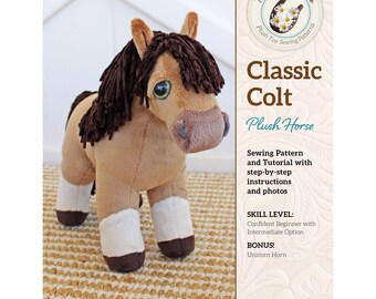 Modèle de couture animal en peluche CLASSIC COLT, modèle de couture jouet pour enfants, fer à cheval rustique, modèle de couture cheval !