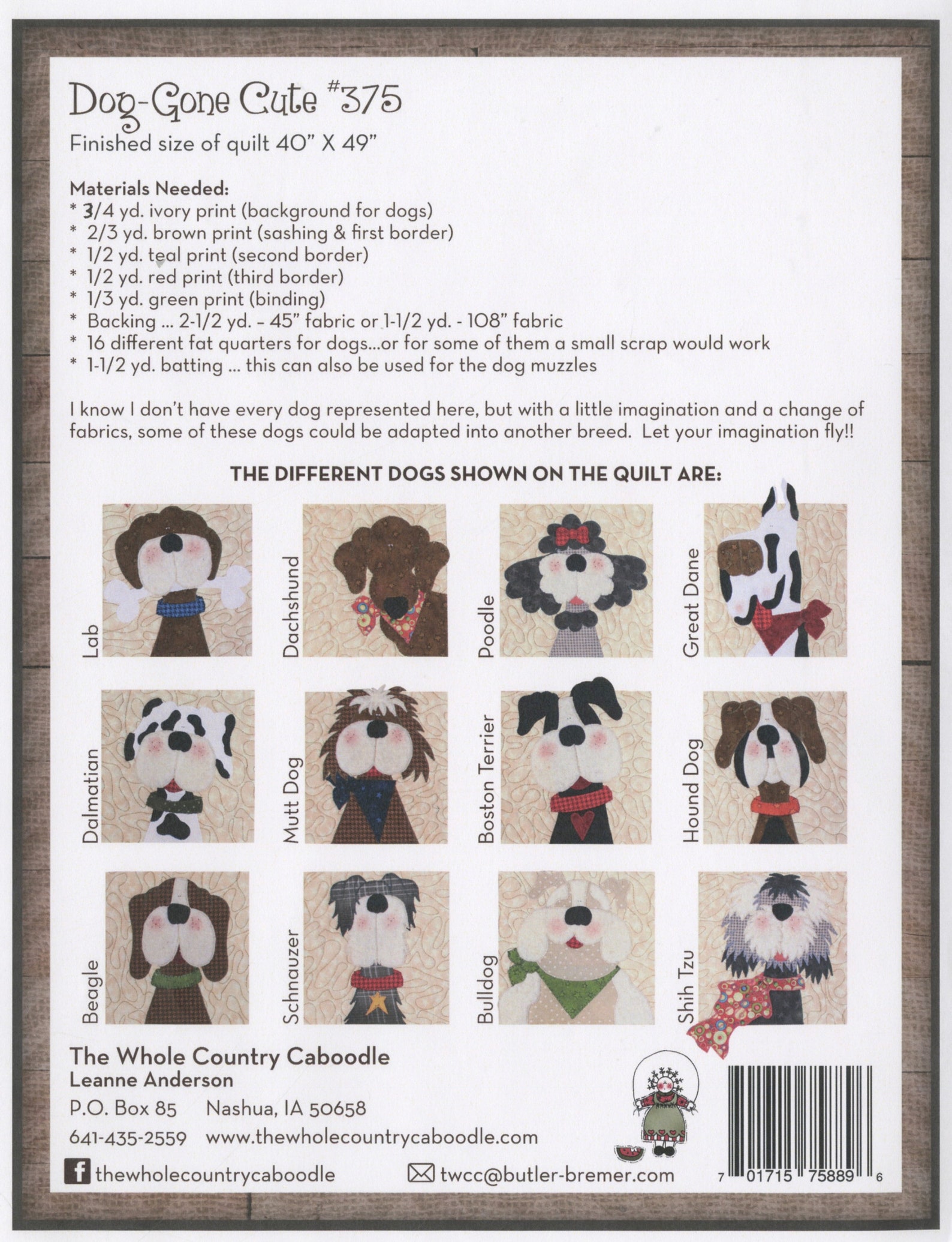 DOG GONE CUTE Quilt Pattern the Whole Country Caboodle Sewing Etsy