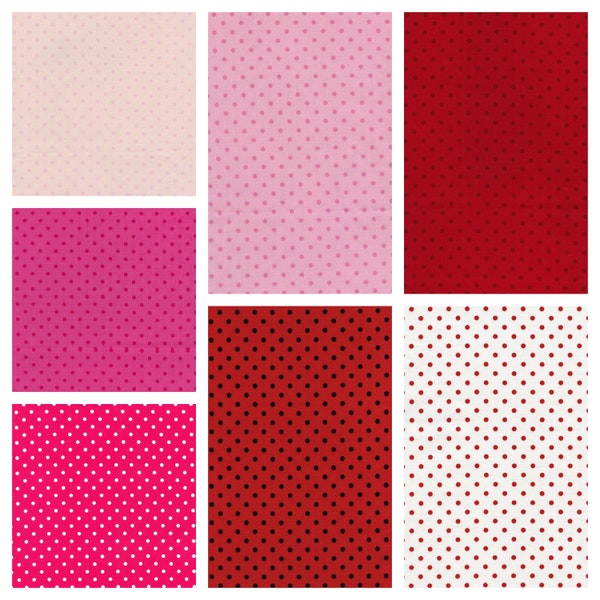 PINK / RED POLKA Dots coordinates 1/8" dots cotton fabric, Timeless Treasures fabric, 100% cotton, tone on tone fabric, polka dot fabric!