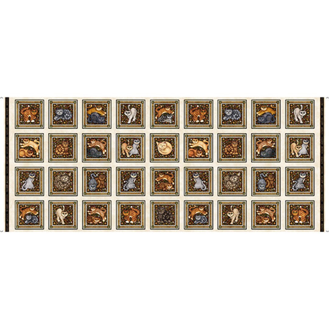 CAT BREED BLOCKS Cotton Fabric Panel 18 X 44, Qt Fabrics, 100% Cotton ...