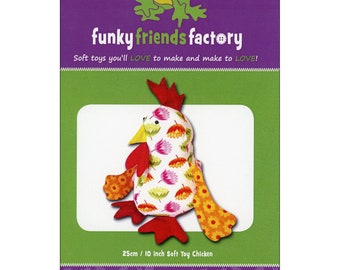 CHICKEN CHEEKY CHOOK stuffed animal sewing pattern, Funky Friends, stuffed animal pattern, soft toy pattern, chicken stuff animal pattern!