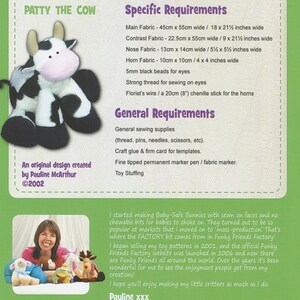 PATTY THE COW Funky Friends Factory Sewing Pattern, Stuffed Animal ...
