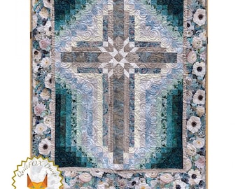 FARMHOUSE CROSS quilt pattern, QuiltFOX design pattern, 46" x 60" quilt, wall hanging quilt, religious quilt, cross quilt pattern!