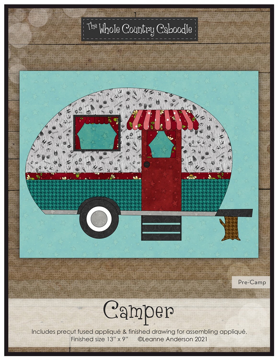 CAMPER vorgeschnittene Fused Applikation 13x 21, Quilt Block  