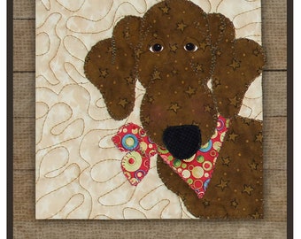 DACHSHUND DOG precut fused applique 8" quilt block pattern, The Whole Country Caboodle sewing pattern, dog quilt block kit!