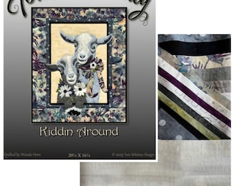 KIDDIN' AROUND applique quilt kit PREORDER, Toni Whitney pattern, fusible applique quilt kit with batik fabric, goat fusible applique!