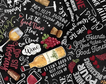 QUIRKY WINE SAYINGS cotton fabric, Timeless Treasures fabric, 100% cotton, beverage fabric, wine fabric, vino fabric!