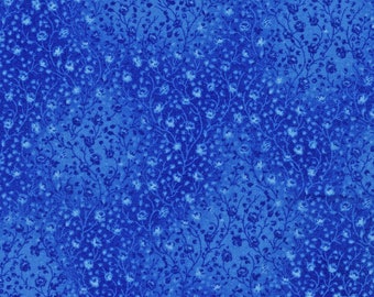 FUSIONS ~ ROYAL ~ delicate floral blender cotton fabric, Robert Kaufman fabric, quilting fabric, blue blender fabric, 4070-56!