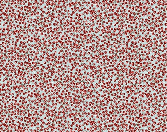 BERRIES on LIGHT BLUE cotton fabric, Henry Glass fabric, 100% cotton fabric, Bundle Up fabric, winter fabric, red berry fabric!