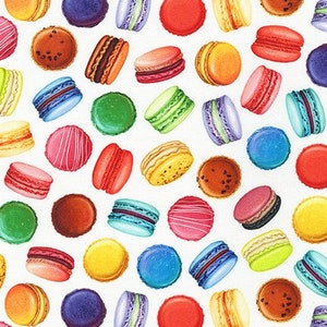 FRENCH MACARONS Sweet Tooth cotton fabric, Robert Kaufman fabric, 100% cotton fabric, dessert fabric, cookie fabric, rainbow macaron fabric!