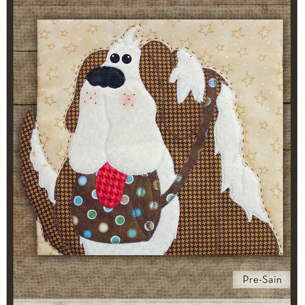 SAINT BERNARD precut fused applique 8" quilt block pattern, The Whole Country Caboodle sewing pattern, dog quilt block kit!